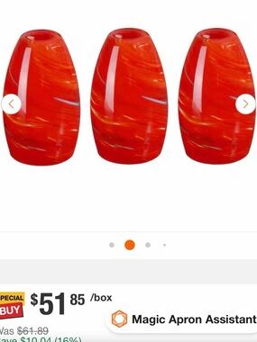 Set of 3 Red swirl pendant light shades